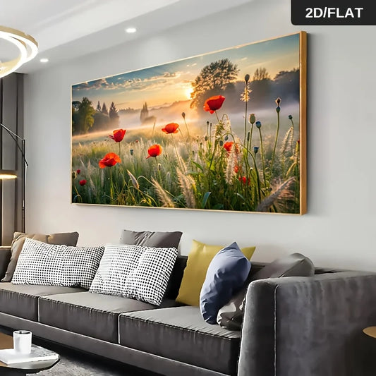 QIPINGART Frameless Floral Canvas Wall Art – Modern Landscape Canvas Wall Art Peaceful Pleasures Health and Wellness ZLH7185 80x160cm No Frame