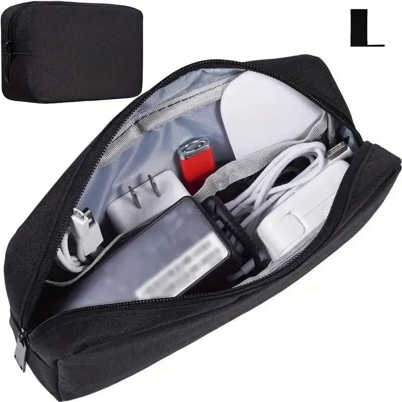 Multi-Compartment Electronics Organizer Pouch | Travel Gadget Bag Travel Organizer Pouch Peaceful Pleasures Health and Wellness Black plus