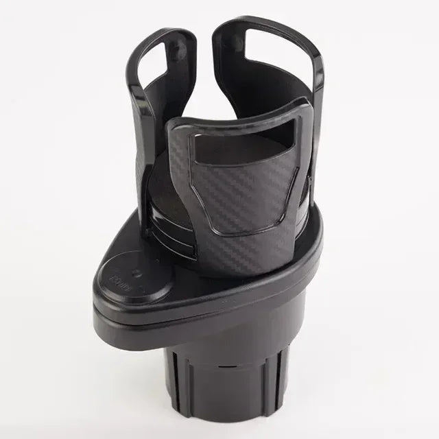 Dual Car Cup Holder Expander with Phone Mount – 360° Rotation