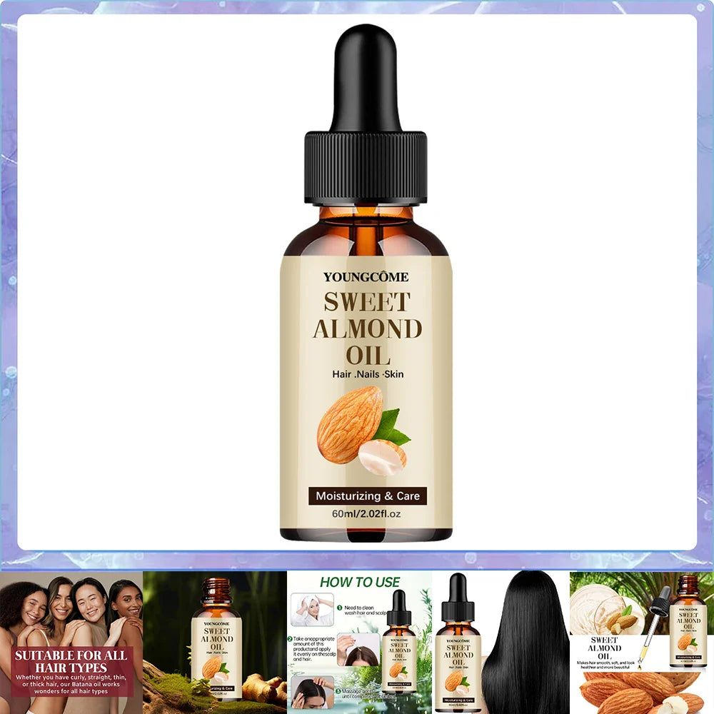 YOUNGCOME Sweet Almond Oil – Hair, Face & Body Moisturizer