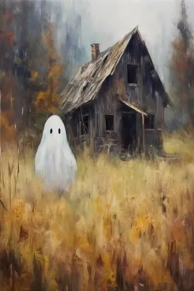 Halloween Cute Ghost Forest Canvas Poster | Wall Art Décor Canvas Wall Poster Peaceful Pleasures Health and Wellness ZLH5095 100x150cm No Frame
