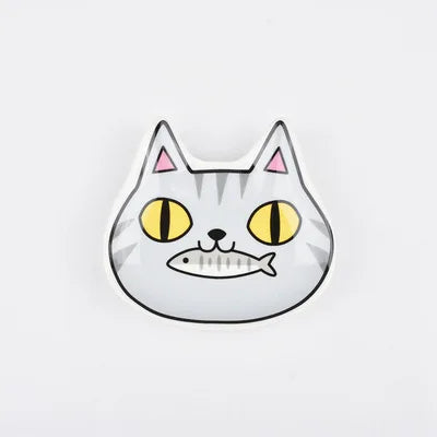 New Japanese Style Ceramic Three Colored Cat Dish Cute Cat Shaped Sauce Dish Household Snack Mustard Seasoning Dishes Tableware Peaceful Pleasures Health and Wellness B