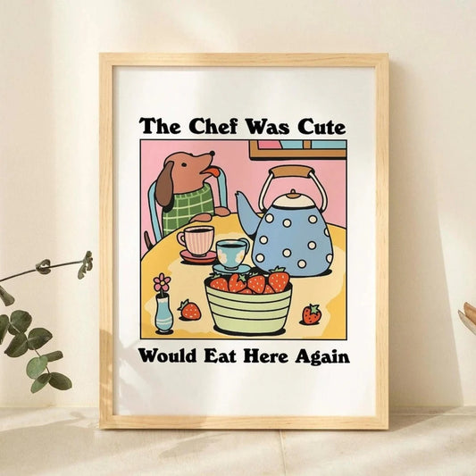Cute Chef Sausage Dog Canvas Wall Art | Kids & Home Decor Print Canvas Wall Art Peaceful Pleasures Health and Wellness G3095 21x30cm No Frame