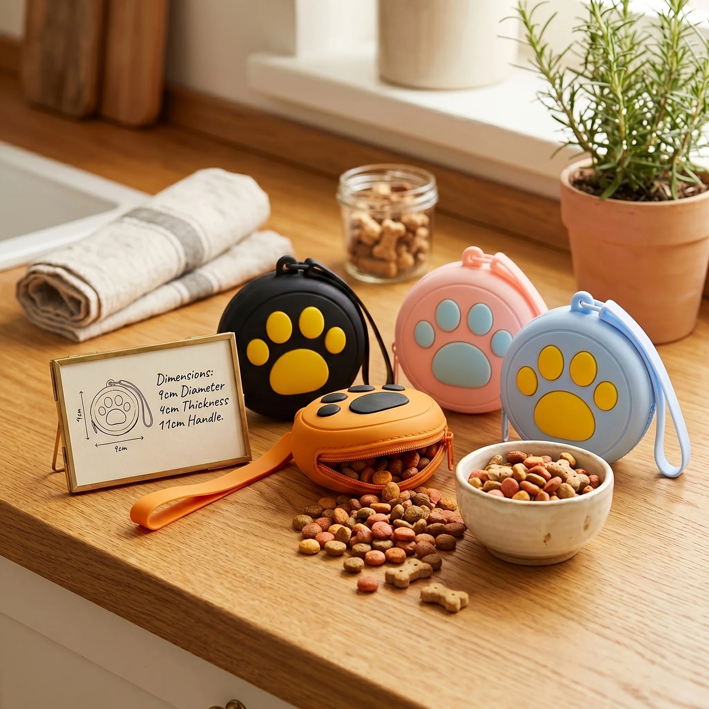 Silicone Paw Print Dog Treat Pouch – Waterproof Training Bag
