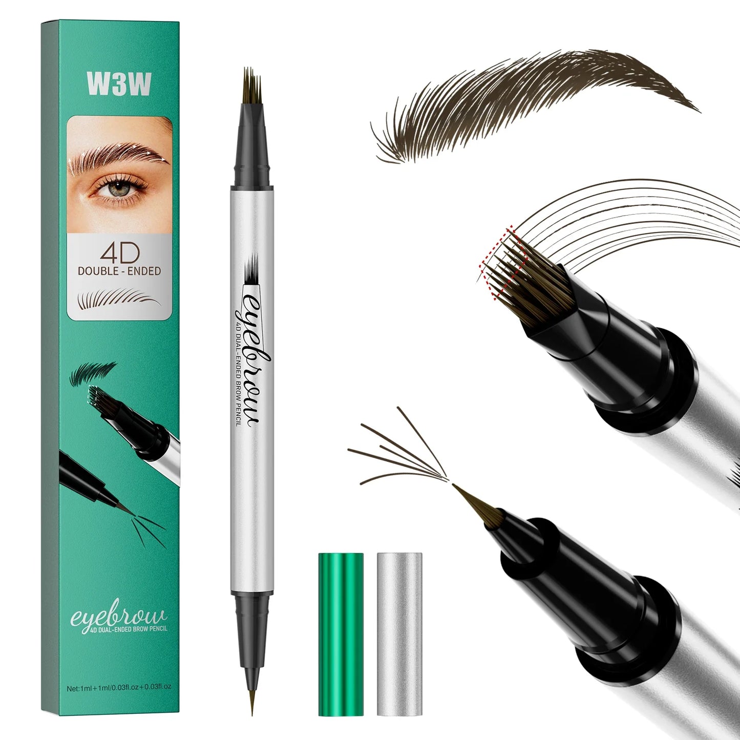 2-in-1 Waterproof Eyebrow Pencil & Eyeliner | 4D Microcarving
