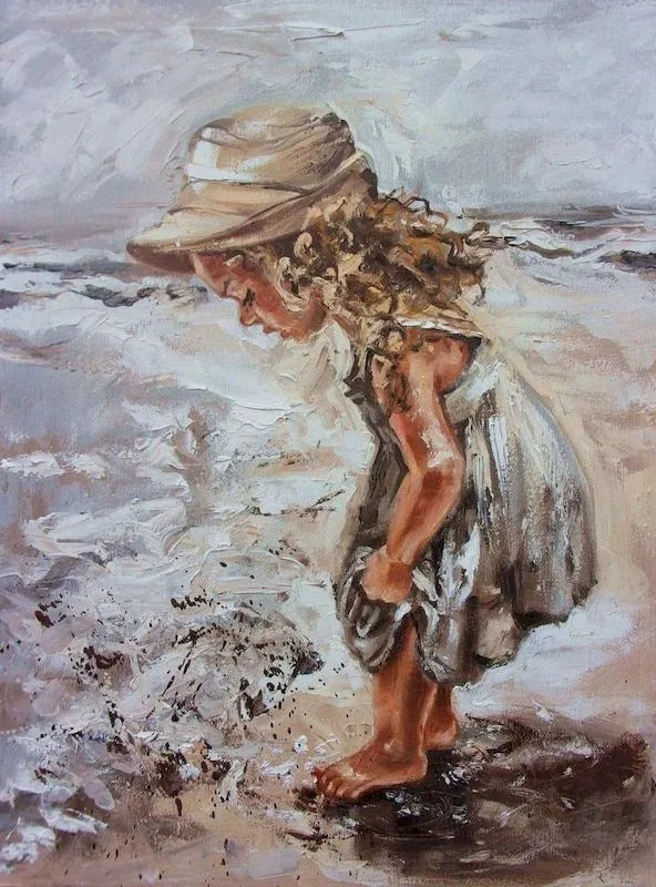 Abstract Beach Girl Canvas Wall Art Print | Modern Décor