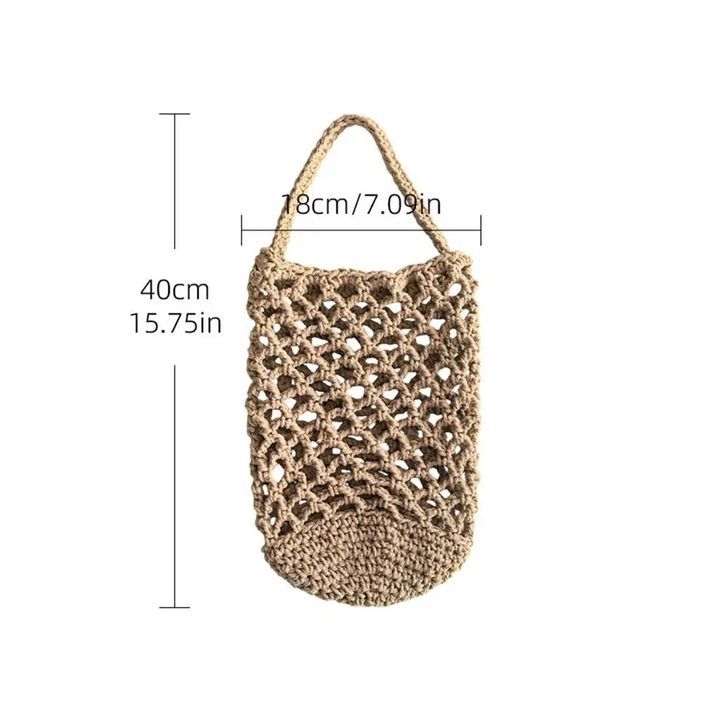 Boho Hand-Woven Wall-Mounted Basket | Fruit & Veggie Organizer