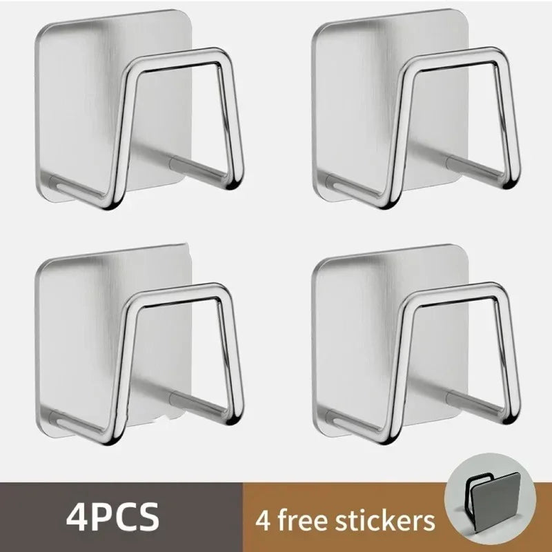 Household Basin Storage Rack Sponge Rack Bathroom and Toilet Storage Hook Non Perforated Wall Mounted Basin Artifact Practical Peaceful Pleasures Health and Wellness 4PCS-sliver