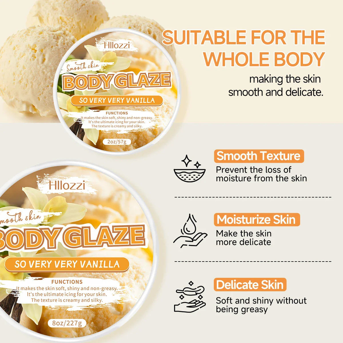 Vanilla Body Glaze Cream – Hydrate, Brighten & Protect Skin