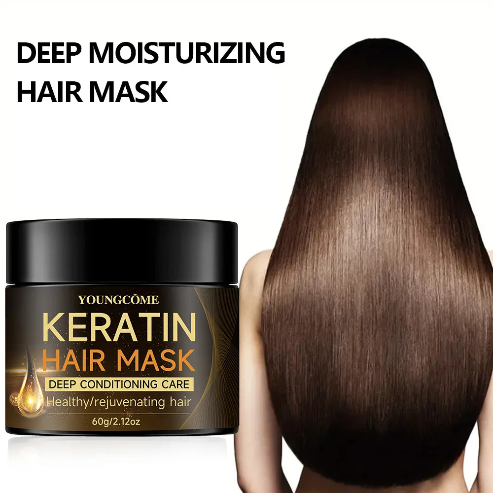 Keratin Hair Mask Moisturizer Conditioner Soft Smooth Frizz Damaged Hair Care Repair Damaged Hair Restore Shine Hair Mask Peaceful Pleasures Health and Wellness