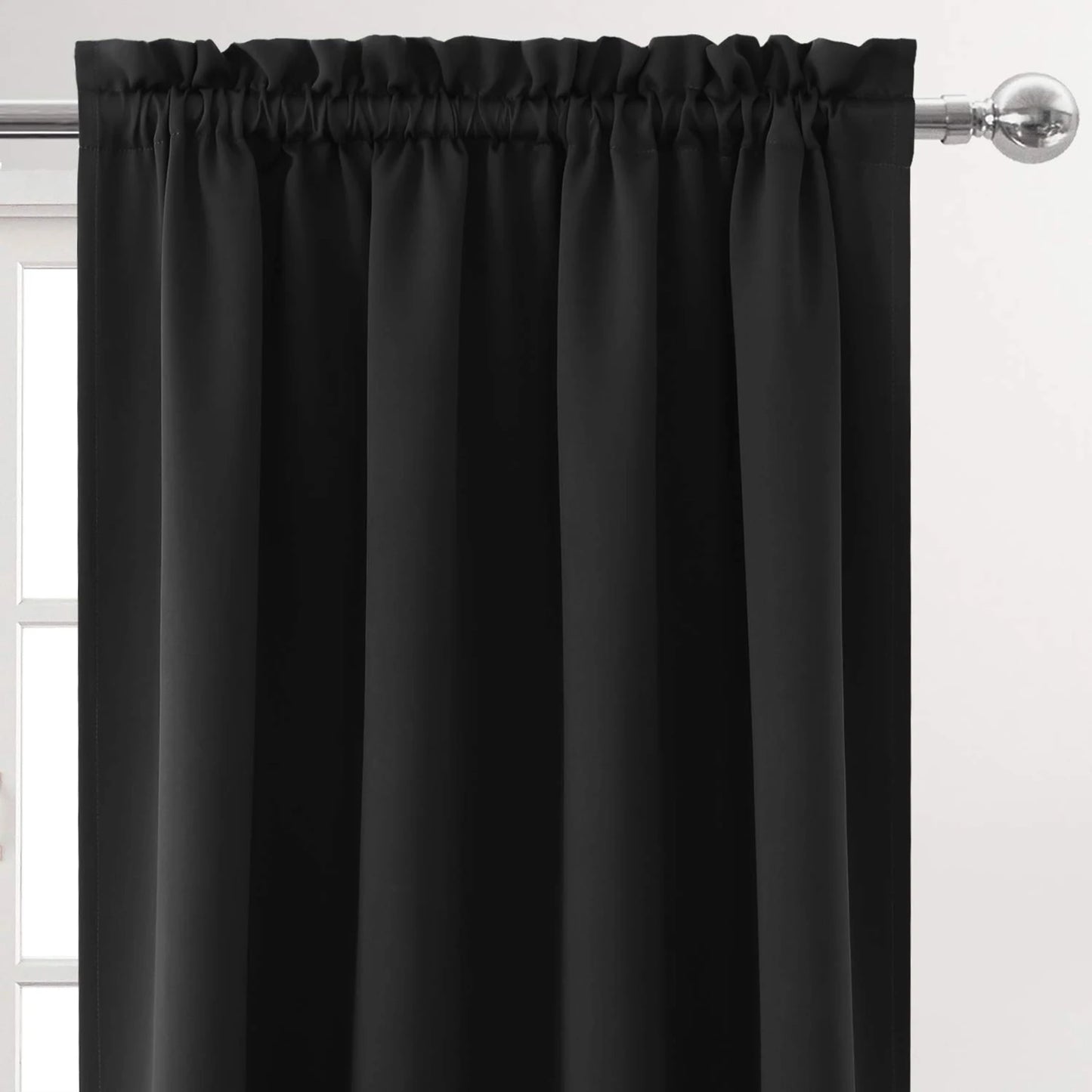 1/2pc Panel Blackout Curtains Black Drapes Light Reducing Thermal Insulated for Living Room Bedroom Office Window Decoration Peaceful Pleasures Health and Wellness