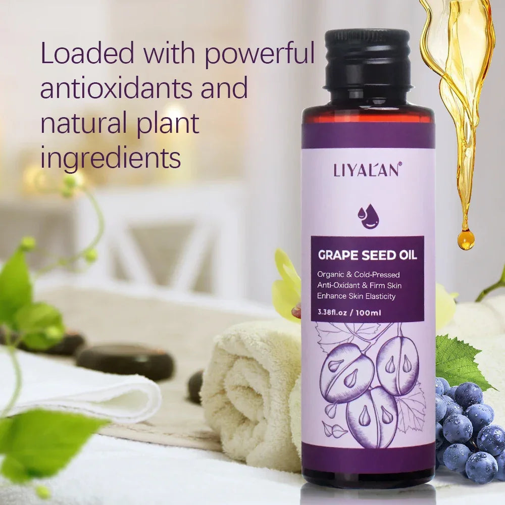 Organic Cold-Pressed Grape Seed Oil – 100ml Carrier Oil Peaceful Pleasures Health and Wellness