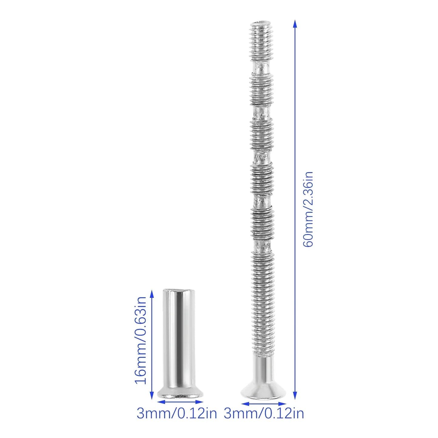 M3×60mm Phillips Countersunk Screws & Cross Nuts – 10 Sets