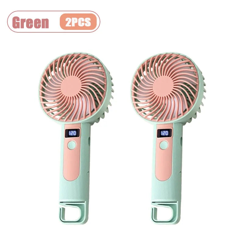 120-Speed Portable Handheld Fan | USB Rechargeable & Digital Display