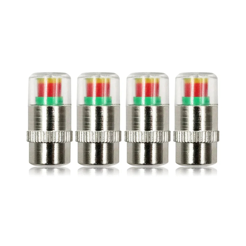 Tire Pressure Valve Stem Caps – 3-Color Alert, 4 or 8 Pack