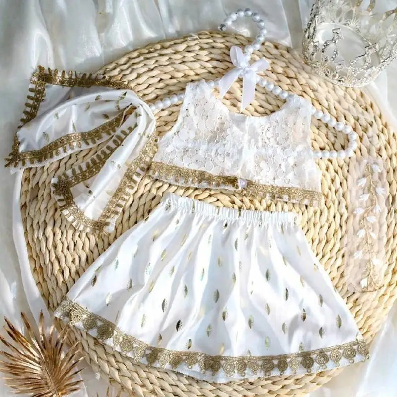 Newborn Baby Girl Bohemian Photo Outfit | Top, Skirt & Headband
