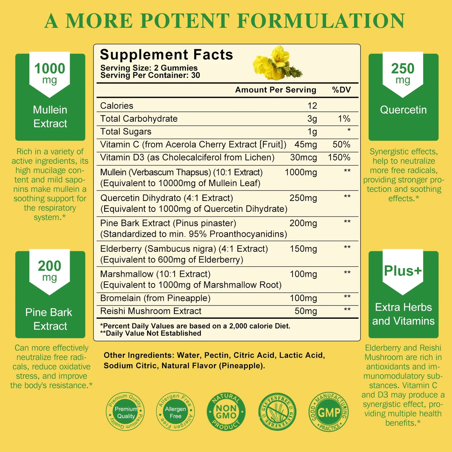 Lukaree Mullein Gummies 1000mg – Lung Cleanse & Respiratory Health Herbal Supplement Peaceful Pleasures Health and Wellness