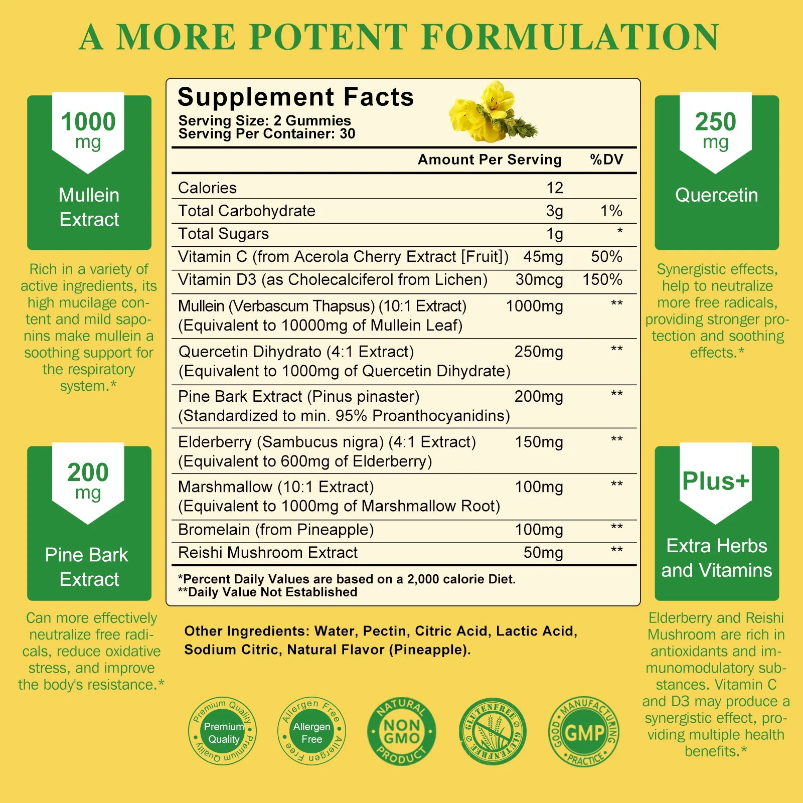 Lukaree Mullein Gummies 1000mg – Lung Cleanse & Respiratory Health Herbal Supplement Peaceful Pleasures Health and Wellness