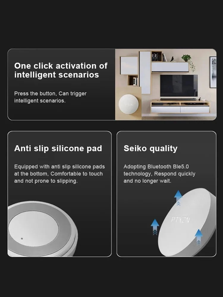 Wireless Mini Smart Switch Sensor Bluetooth Connection Versatile One Key Control Button Compatible with Xiaomi Mi home App Peaceful Pleasures Health and Wellness