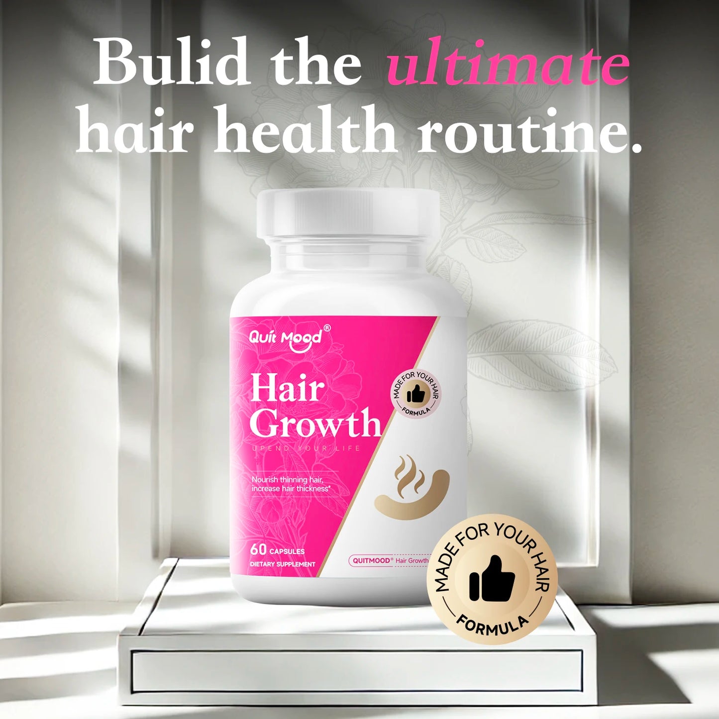 Quit Mood Hair Growth Capsules | QUITMOOD® Blend with Collagen Type II & Biotin | 60 Capsules, 30-Day Supply for Thicker Hair Peaceful Pleasures Health and Wellness