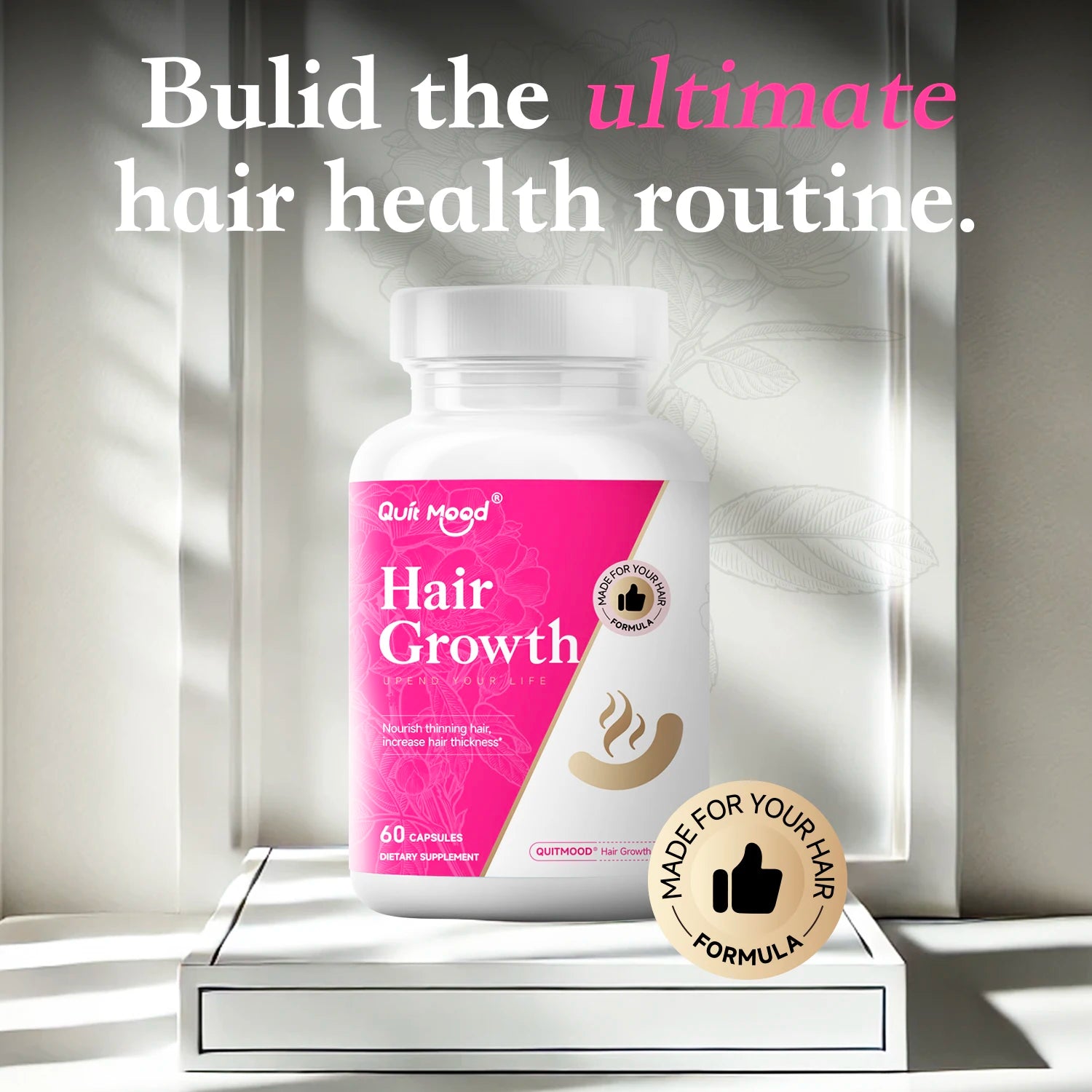 Quit Mood Hair Growth Capsules | QUITMOOD® Blend with Collagen Type II & Biotin | 60 Capsules, 30-Day Supply for Thicker Hair Peaceful Pleasures Health and Wellness