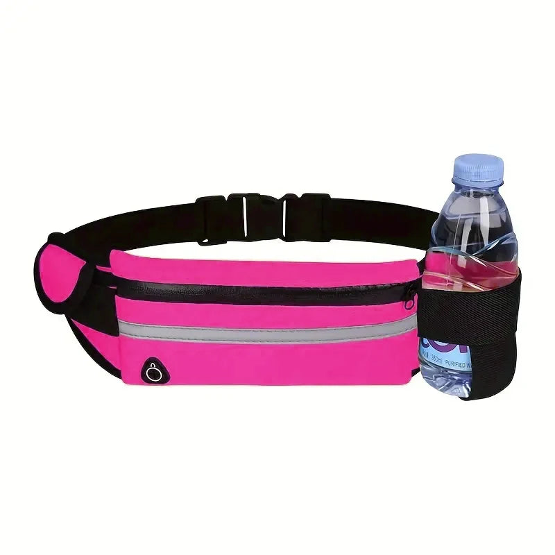 Outdoor Riding Running Waist Bag Marathon Running Bag Men Women Fitness With Water Bottle Waterproof Phone Sport Belt Waist Bags Peaceful Pleasures Health and Wellness pink