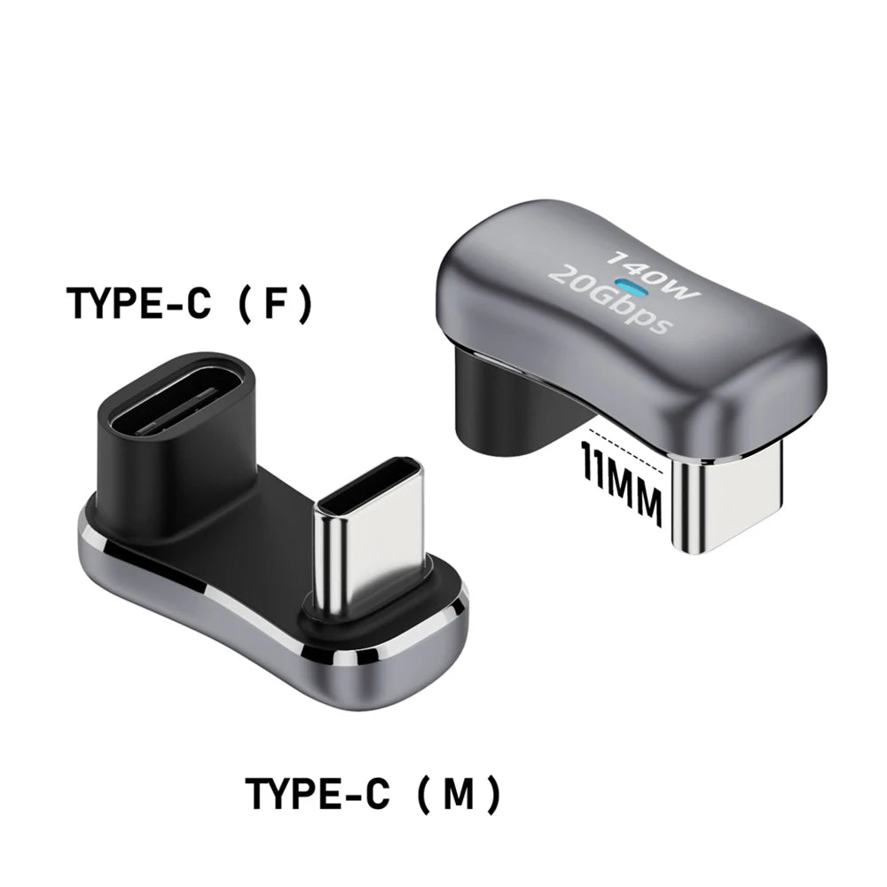 180 Degree Angle USB C Adapter USB-C 20Gbps PD 140W Charging Tablet USB C U Shape Converter for Steam Deck Accessories Peaceful Pleasures Health and Wellness C-C 20G140W