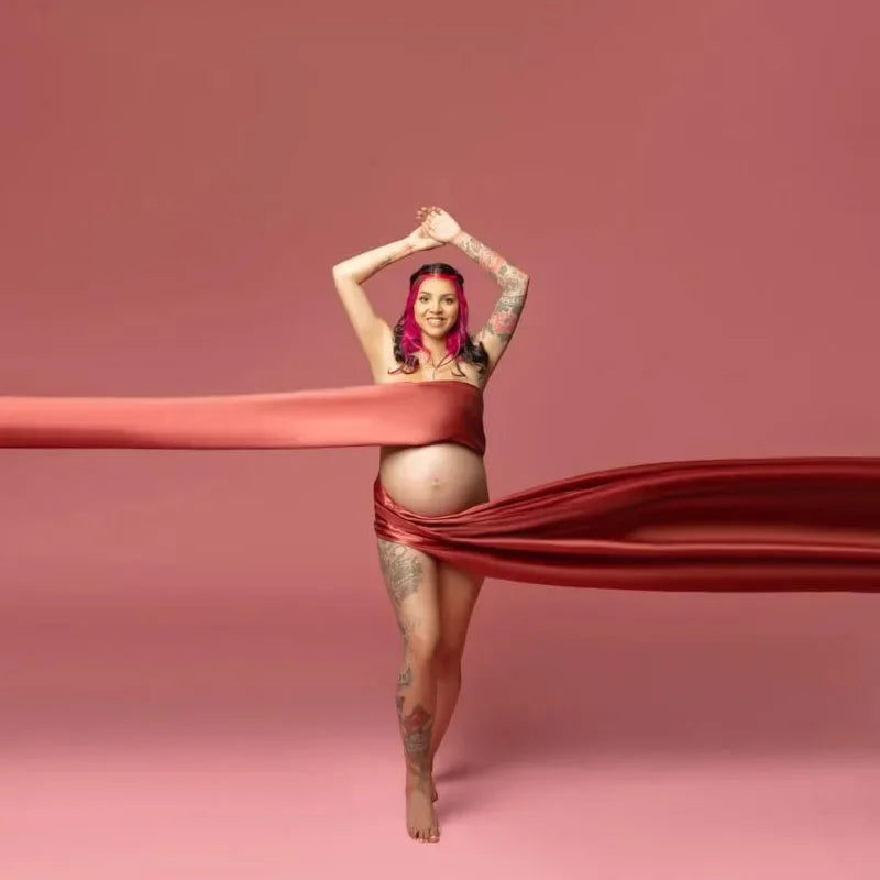 Satin Maternity Wrap Silky Scarf Maternity Posing Glossy Tossing Gown Fancy Pregnant Woman Wedding Photography Photo Peaceful Pleasures Health and Wellness color 5 1.5X 4M