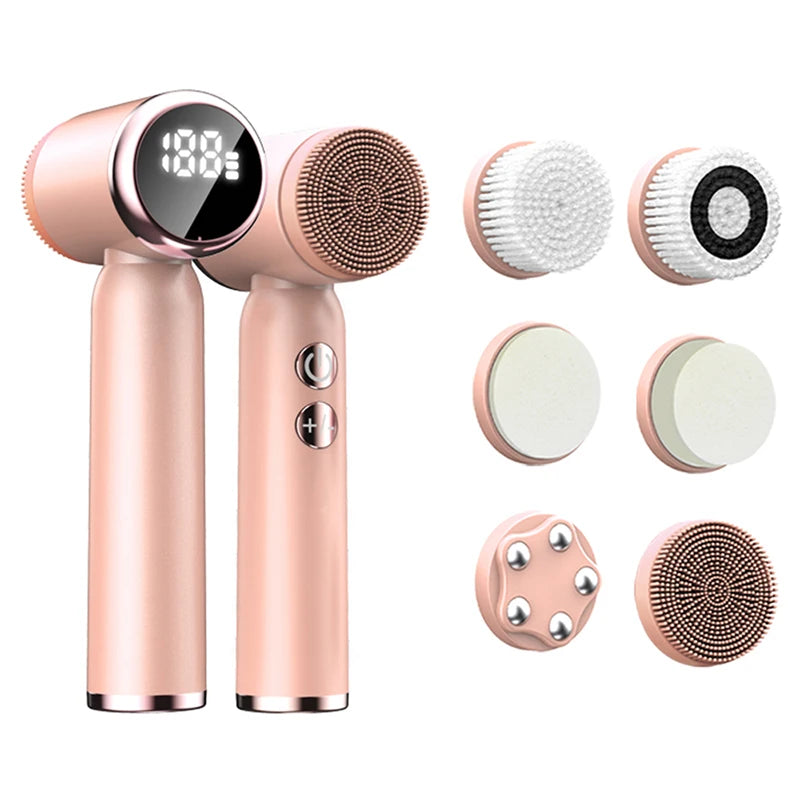 Share Private Label Facial Cleanser Massage Brush Set Facial Cleansing Face Wash Mens Machine Skin Clean Beauty Device Peaceful Pleasures Health and Wellness pink