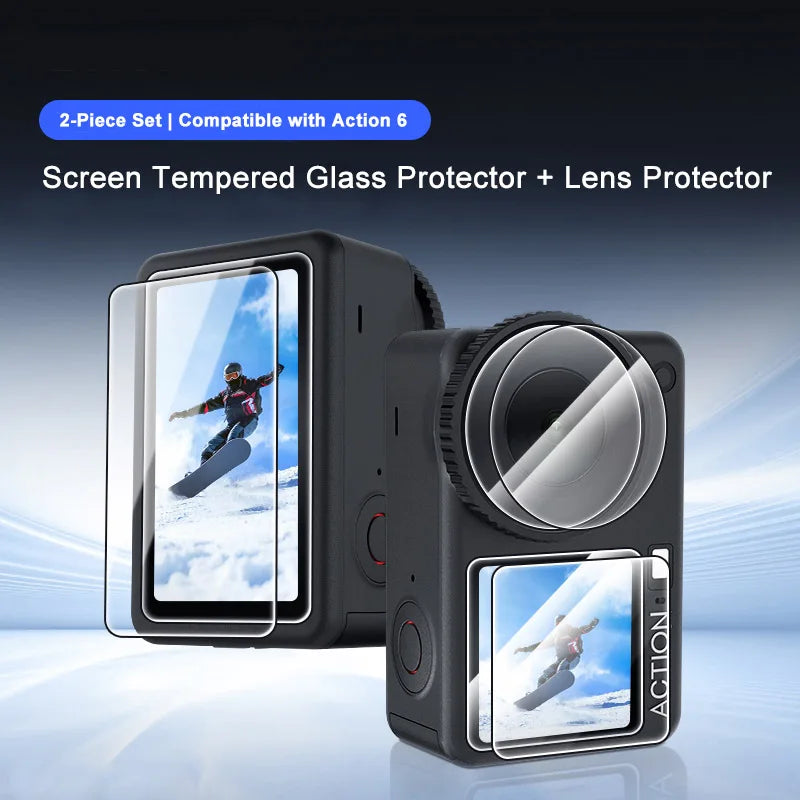 2 Set For DJI Osmo Action6 HD Tempered Glass Screen Protector 99% Light Transmission For DJI Osmo Action6 Camera Easy To Clean Peaceful Pleasures Health and Wellness A