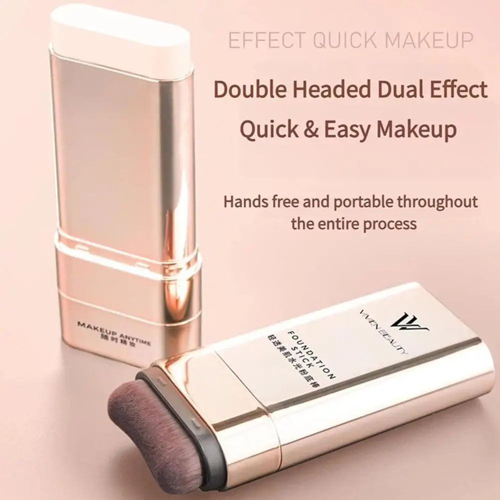 Face Foundation Stick With Brush, Velvet Moist Light Concealer Full Coverage Oil Control Dark Circles Corrector Facial Makeup Peaceful Pleasures Health and Wellness
