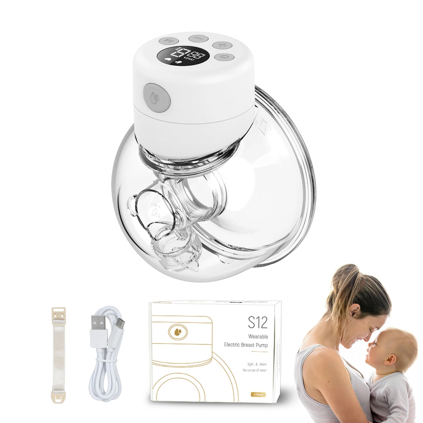 S12 Wearable Electric Breast Pump – Hands-Free, Silent, BPA-Free