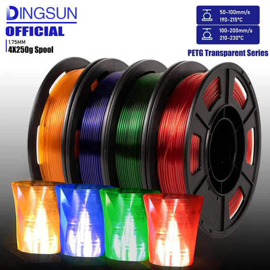 DINGSUN 3D PETG Filament 1.75mm | 500mm/s High-Speed Multicolor 3D Printer Filament Peaceful Pleasures Health and Wellness 4 Color set H