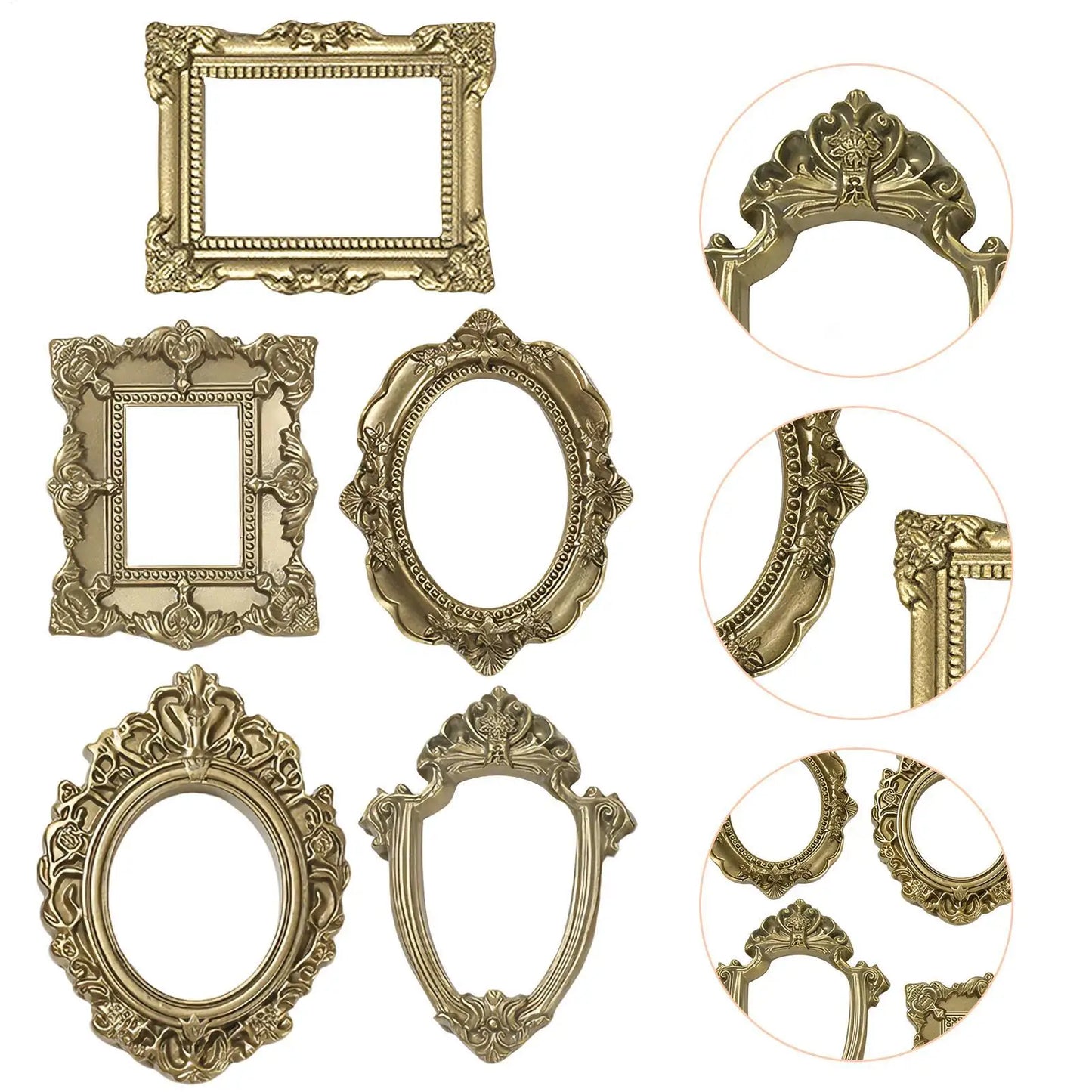 Gold Vintage Mini Photo Frames | DIY Shadow Box Set of 5