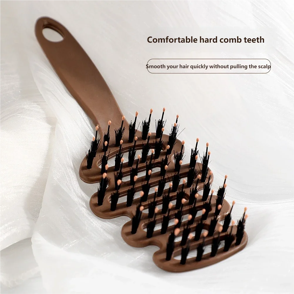Natural Boar Bristle Hair Comb Hollow Scalp Massage Detangler Brush Anti-frizz Styling Hairbrush for Curly Hair Peaceful Pleasures Health and Wellness