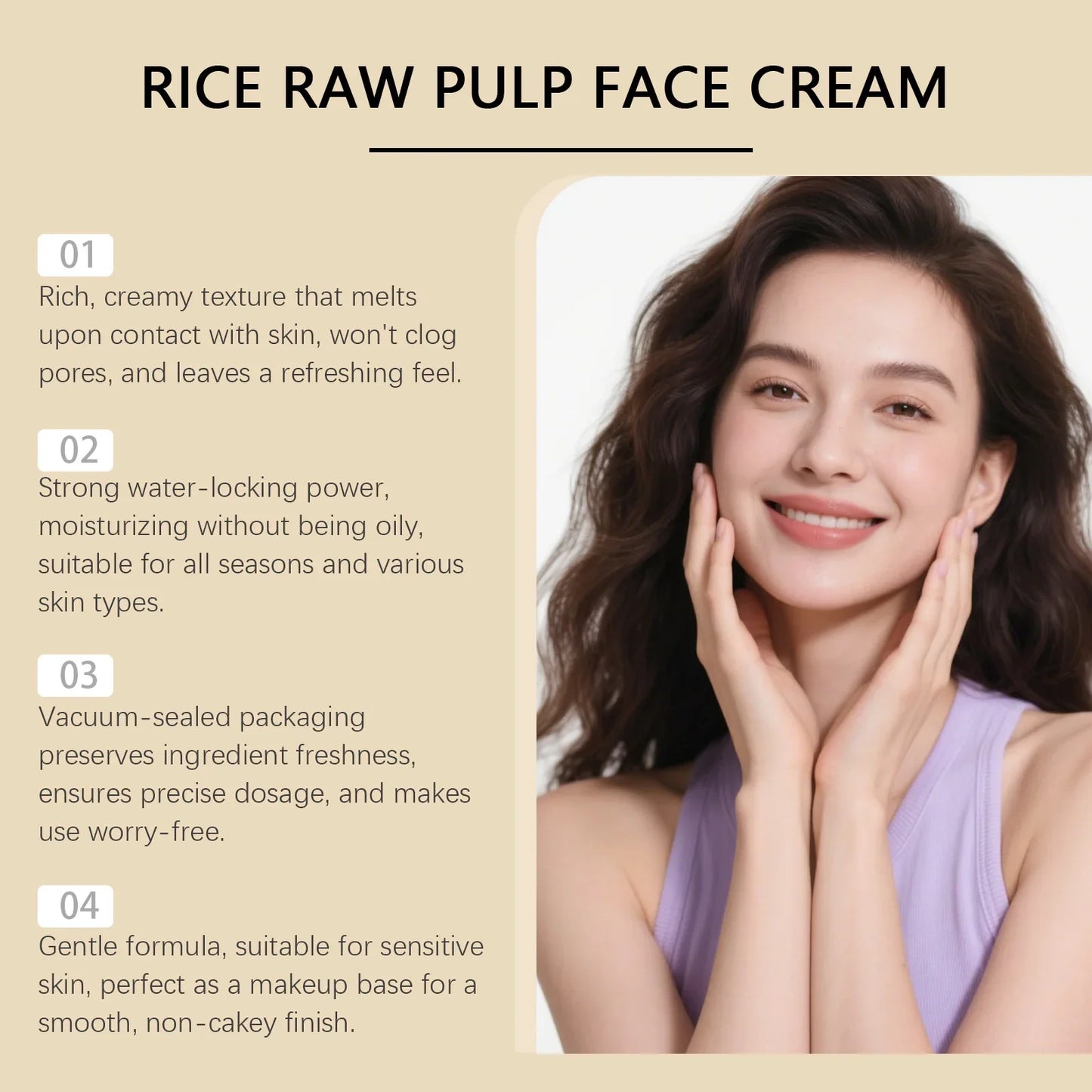 Rice Moisturizing Face Cream – Hydrating & Travel-Friendly