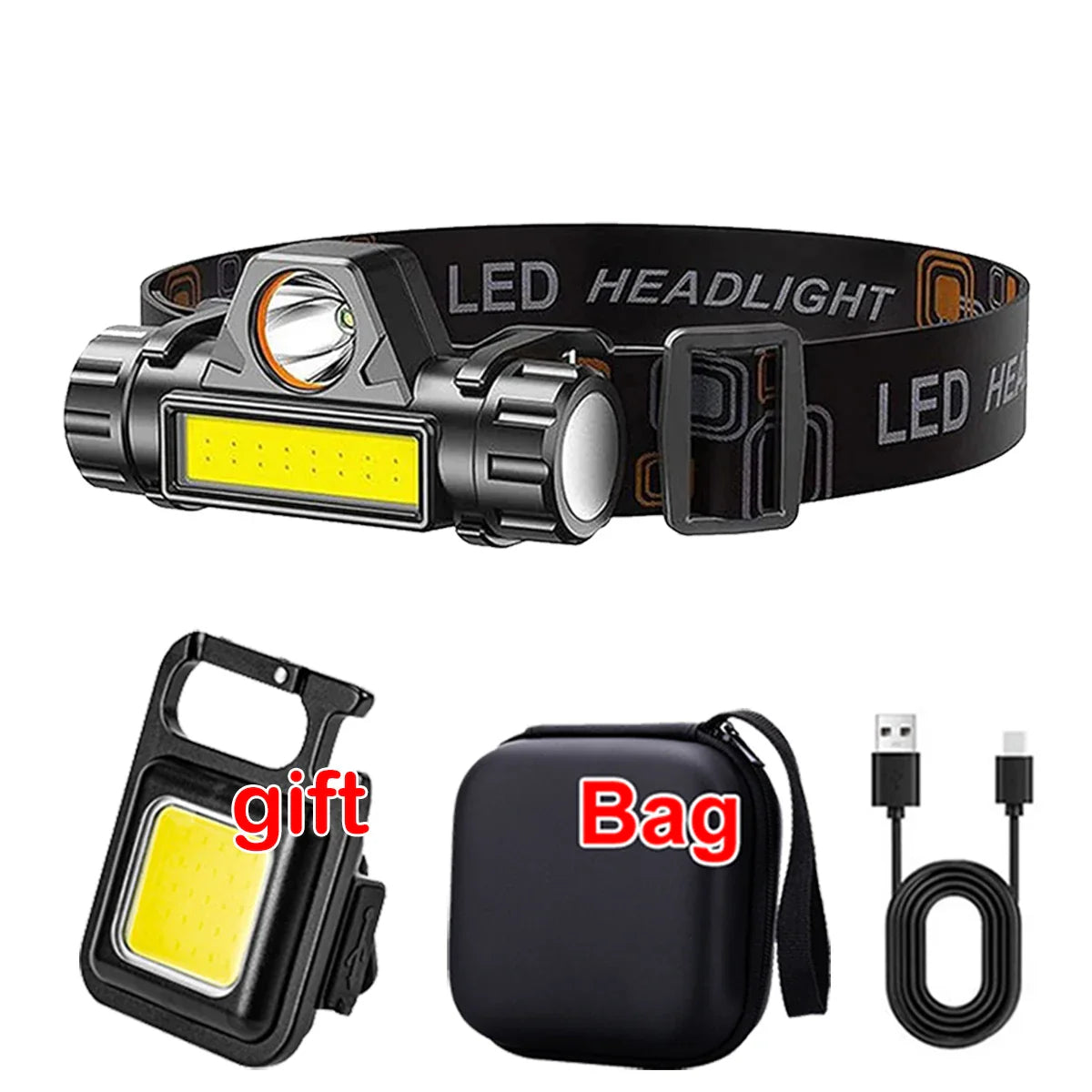 Rechargeable COB LED Headlamp – Magnetic, Waterproof, 300 Lumen