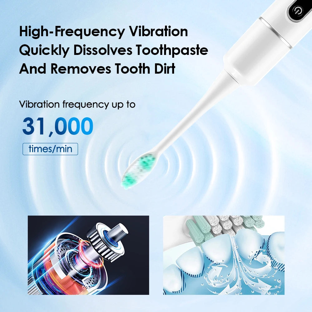 Electric Teeth Cleaner Remove Tartar Plaque Calculus and Tooth Stains Dental Teeth Whitening Kits With 6 Toothbrush Heads Home Peaceful Pleasures Health and Wellness