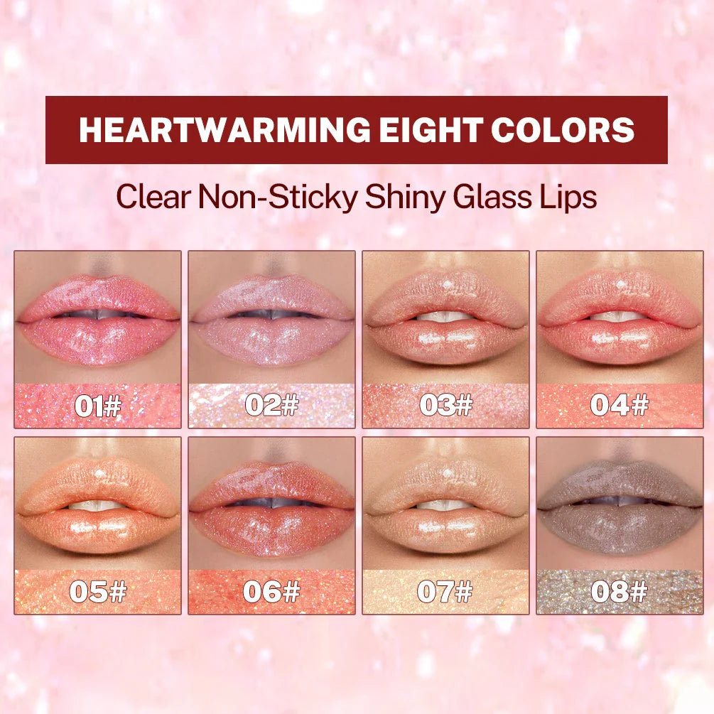QIBEST Diamond Glitter Lip Gloss – Shimmer Mirror Lip Glaze