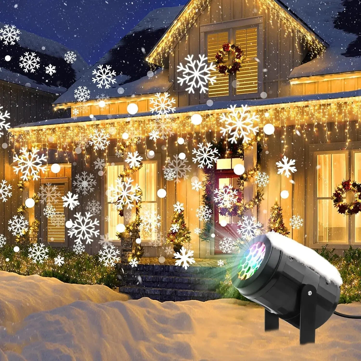 USB Powered Christmas Snowflake Projector Fairy Lamp with Holiday Patterns Rotating Spotlight for Home Decor Halloween Xmas Gift Peaceful Pleasures Health and Wellness