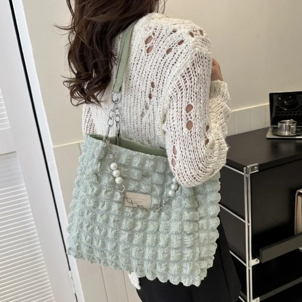 Underarm Pleated Bubble Single-shoulder Bag for Women Large-capacity Casual and Stylish Tote Bag Fashionable Women's Handbags Peaceful Pleasures Health and Wellness