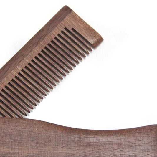 Folding Sandalwood Beard Comb for Men – Mustache Styling Tool Folding Beard Comb Peaceful Pleasures Health and Wellness
