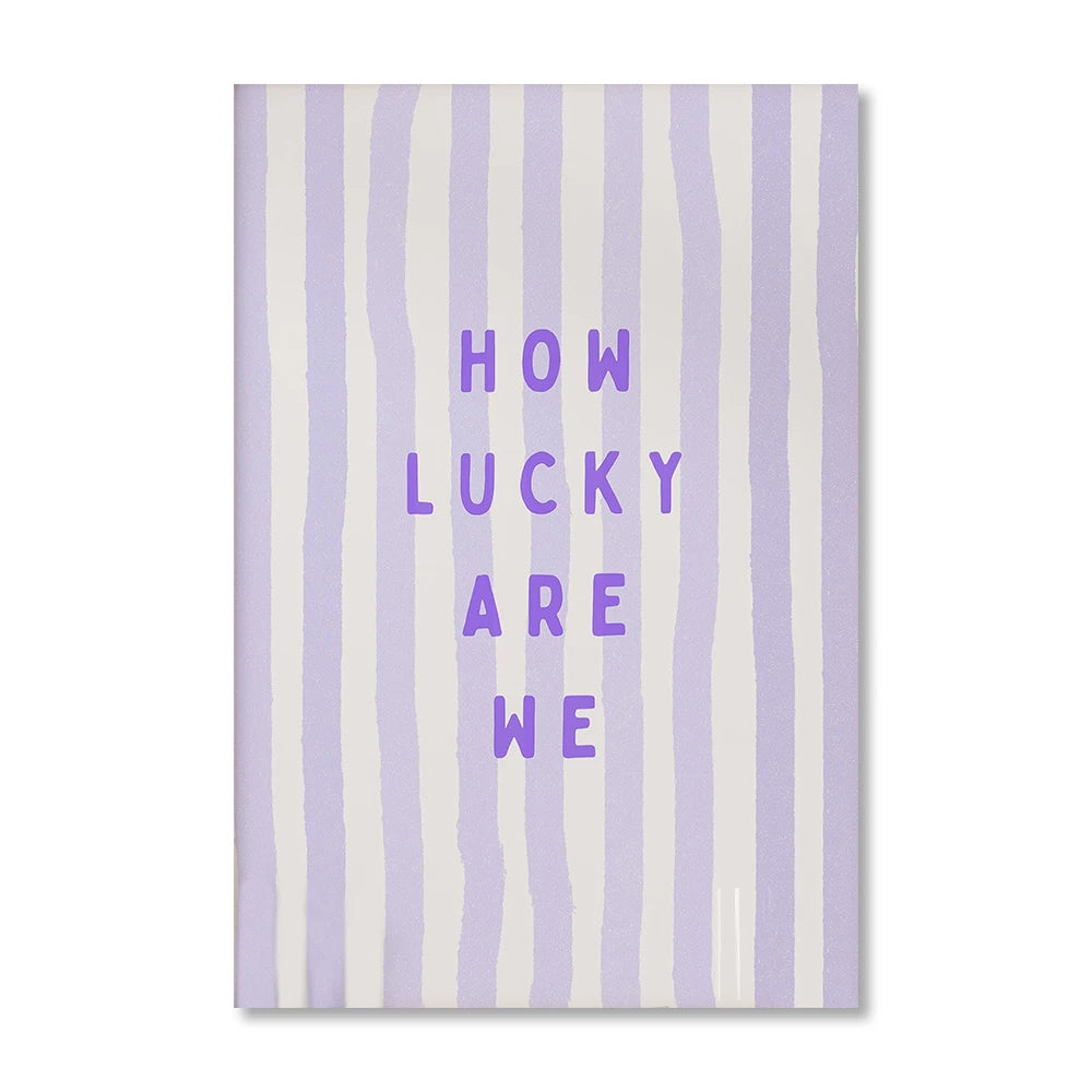 1 Piece of Frameless How Lucky Are We Wall Stripe Art Printing,Fashion Retro Aesthetic Poster,Apartment Digital Printing Deco Peaceful Pleasures Health and Wellness TT266-9 50x70cm Unframed