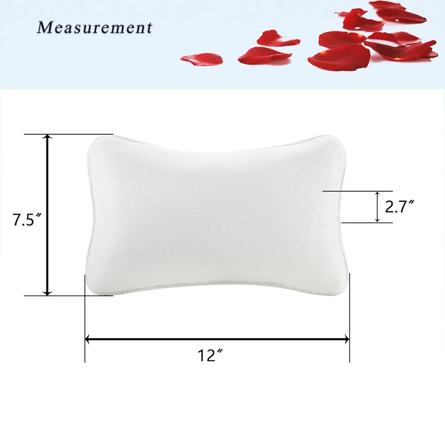 Non-Slip Bath Pillow with Breathable Mesh, Head & Neck Support, Machine Washable, 2 Suction Cups Peaceful Pleasures Health and Wellness