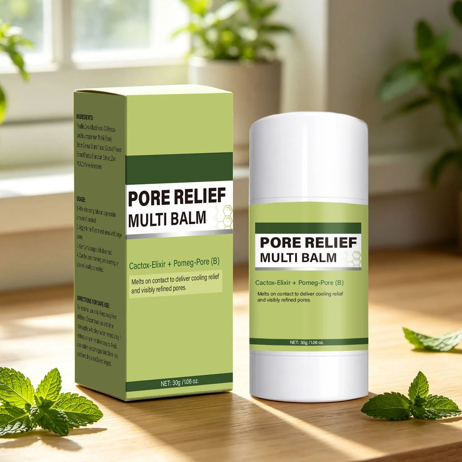 Pore Relief Multi Balm Stick,Cooling & De-Puffing Face Balm for Enlarged Pores Pore Minimizing with Cactus Extract, Skin Care Peaceful Pleasures Health and Wellness