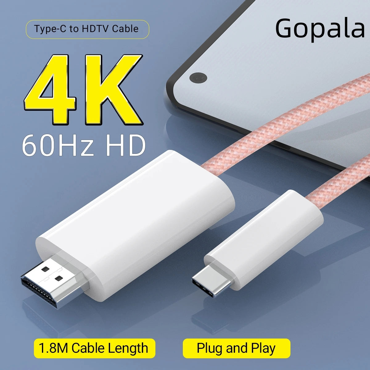 USB-C to HDMI 6ft Cable 4K@60Hz | Thunderbolt 3/4 Compatible