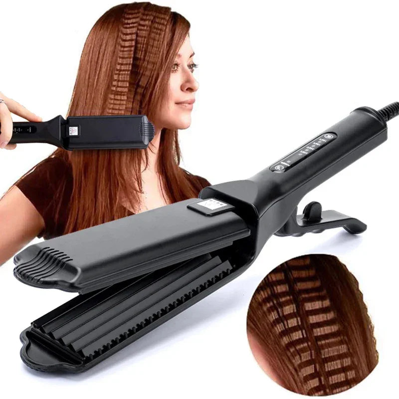 Professional Hair Curler Curling Iron Wand Electric Corrugation Plate Clip Ceramic Corrugated Wave Corn Irons Wave Curler Iron Peaceful Pleasures Health and Wellness NO BOX China Mainland EU