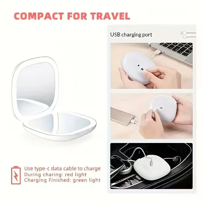 USB LED Foldable Makeup Mirror | 5X Magnifying Vanity Mirror