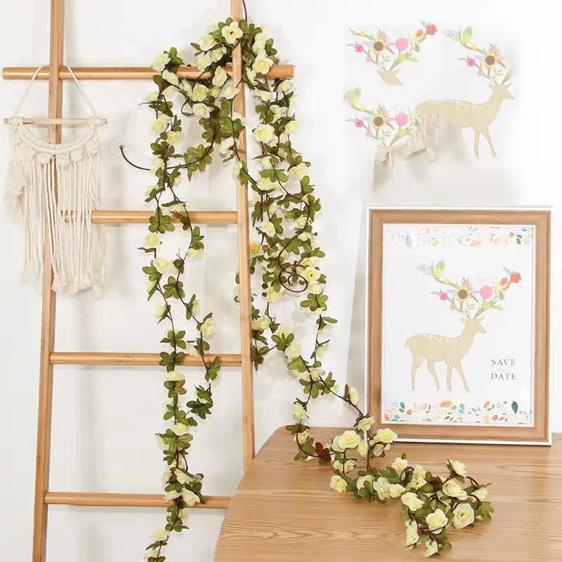 Artificial Silk Rose Vine Garland 2.4m | Wedding & Home Decor