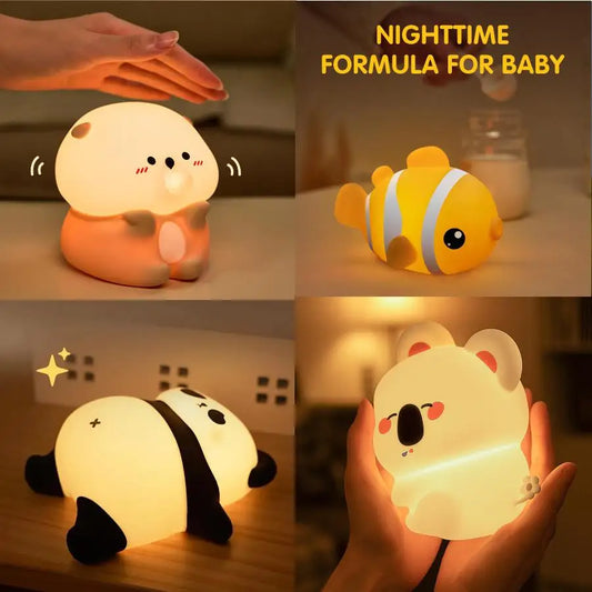 Clownfish Pat Lamp Koala Sloth Panda Silicone LED Night Light Timer Sleep Lights Kids Birthday Gift Bedroom Bedside Room Decor Peaceful Pleasures Health and Wellness